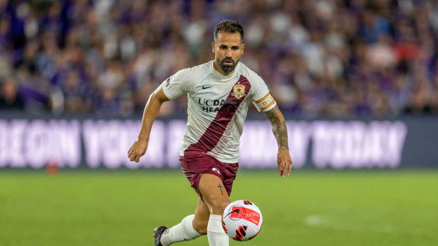 ORLANDO, FLORIDA - SEPTEMBER 7: Rodrigo Lopez #8 of Sacramento Republic FC dribbles during a game between Sacramento Republic FC and Orlando City SC at Exploria Stadium on September 7, 2022 in Orlando, FL. (Photo by Brad Smith/ISI Photos/Getty Images)