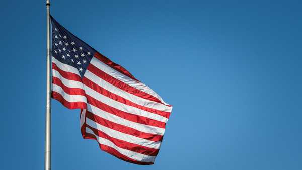 The American flag waving