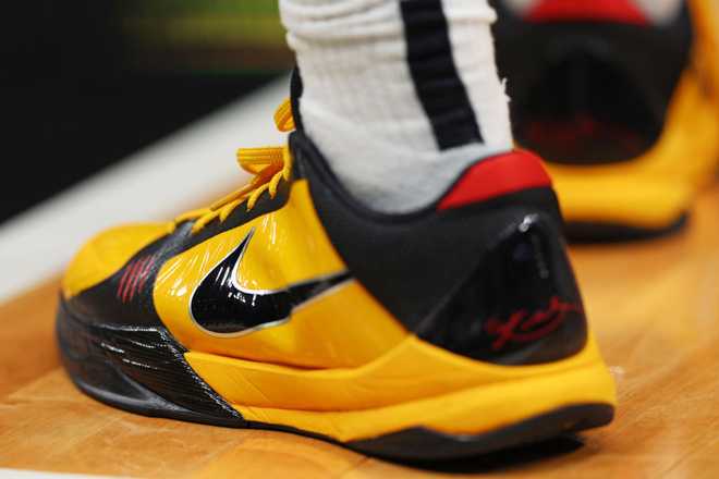 DALLAS,&#x20;TEXAS&#x20;-&#x20;APRIL&#x20;02&#x3A;&#x20;A&#x20;close-up&#x20;of&#x20;the&#x20;shoes&#x20;of&#x20;Caitlin&#x20;Clark&#x20;&#x23;22&#x20;of&#x20;the&#x20;Iowa&#x20;Hawkeyes&#x20;prior&#x20;to&#x20;the&#x20;game&#x20;against&#x20;the&#x20;LSU&#x20;Lady&#x20;Tigers&#x20;during&#x20;the&#x20;2023&#x20;NCAA&#x20;Women&amp;apos&#x3B;s&#x20;Basketball&#x20;Tournament&#x20;championship&#x20;game&#x20;at&#x20;American&#x20;Airlines&#x20;Center&#x20;on&#x20;April&#x20;02,&#x20;2023&#x20;in&#x20;Dallas,&#x20;Texas.&#x20;&#x28;Photo&#x20;by&#x20;Tom&#x20;Pennington&#x2F;Getty&#x20;Images&#x29;