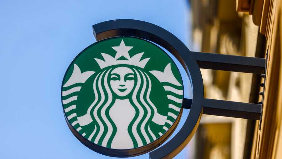 Starbucks Coffee logo is seen in Krakow, Poland on August 19, 2023. (Photo by Beata Zawrzel/NurPhoto via Getty Images)