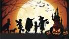 Vector illustration of children's silhouette trick or treat. Vector illustration of children's silhouette trick or treat.