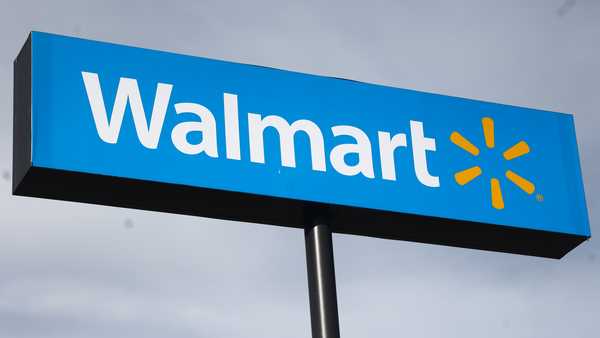 Walmart logo is seen near the shop in Streator, United States on October 15, 2022. (Photo by Jakub Porzycki/NurPhoto via Getty Images)