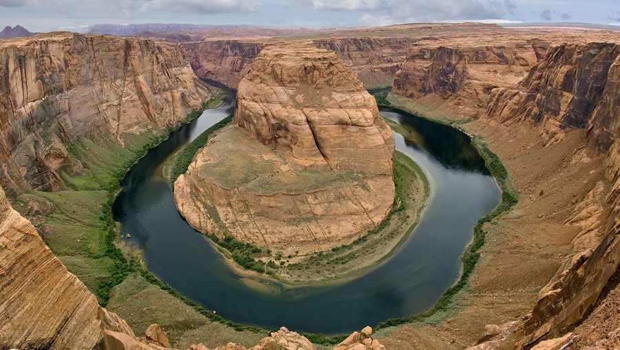 The overlook view of Horseshoe Bend on the Colorado River, Northern Arizona, United States.