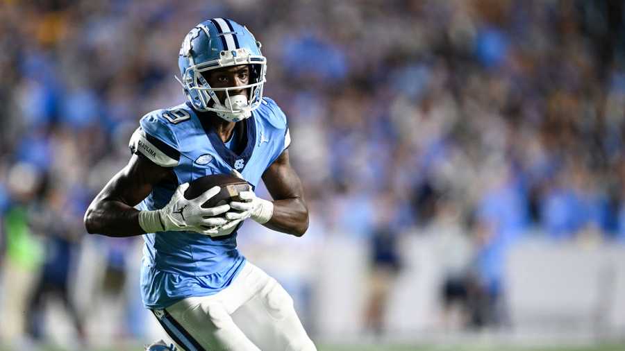 CHAPEL HILL, NORTH CAROLINA - OCTOBER 14: Devontez Walker #9 of the North Carolina Tar Heels during their game at Kenan Memorial Stadium on October 14, 2023 in Chapel Hill, North Carolina. The Tar Heels won 41-31. (Photo by Grant Halverson/Getty Images)