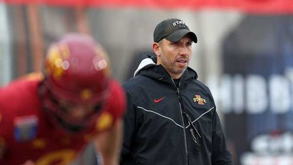 MEMPHIS, TENNESSEE - DECEMBER 29: Head coach Matt Campbell of the Iowa State Cyclones before the 2023 AutoZone Liberty Bowl game against the Memphis Tigers at Simmons Bank Liberty Stadium on December 29, 2023 in Memphis, Tennessee. (Photo by Justin Ford/Getty Images)