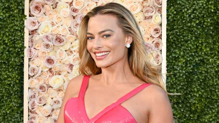 Margot Robbie at the 81st Golden Globe Awards held at the Beverly Hilton Hotel on January 7, 2024 in Beverly Hills, California. (Photo by Michael Buckner/Golden Globes 2024/Golden Globes 2024 via Getty Images)