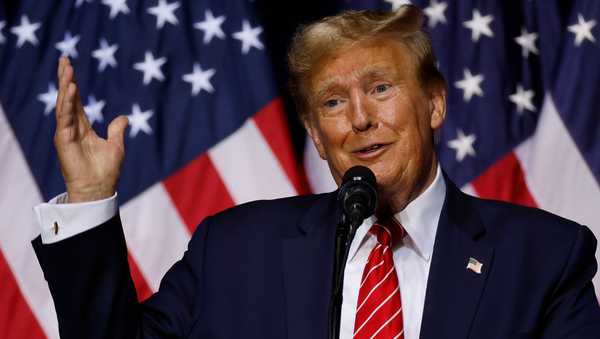 ROME, GEORGIA - MARCH 09: Republican presidential candidate and former U.S. President Donald Trump addresses a campaign rally at the Forum River Center March 09, 2024 in Rome, Georgia. Both Trump and President Joe Biden are holding campaign events on Saturday in Georgia, a critical battleground state, two days before the its primary elections. A city of about 38,000, Rome is in the heart of conservative northwest Georgia and the center of the Congressional district represented by Rep. Majorie Taylor Green (R-GA). (Photo by Chip Somodevilla/Getty Images)