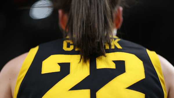 CLEVELAND, OHIO - APRIL 07: A detailed view of Caitlin Clark #22 of the Iowa Hawkeyes in the second half during the 2024 NCAA Women's Basketball Tournament National Championship game against the South Carolina Gamecocks at Rocket Mortgage FieldHouse on April 07, 2024 in Cleveland, Ohio. (Photo by Steph Chambers/Getty Images)
