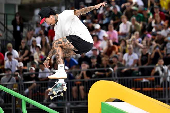 SHANGHAI,&#x20;CHINA&#x20;-&#x20;MAY&#x20;18&#x3A;&#x20;Nyjah&#x20;Huston&#x20;of&#x20;the&#x20;United&#x20;States&#x20;competes&#x20;during&#x20;the&#x20;Skateboarding&#x20;Men&amp;apos&#x3B;s&#x20;Street&#x20;Semifinal&#x20;on&#x20;day&#x20;three&#x20;of&#x20;the&#x20;Olympic&#x20;Qualifier&#x20;Series&#x20;Shanghai&#x20;on&#x20;May&#x20;18,&#x20;2024&#x20;in&#x20;Shanghai,&#x20;China.&#x20;&#x28;Photo&#x20;by&#x20;Fred&#x20;Lee&#x2F;Getty&#x20;Images&#x29;