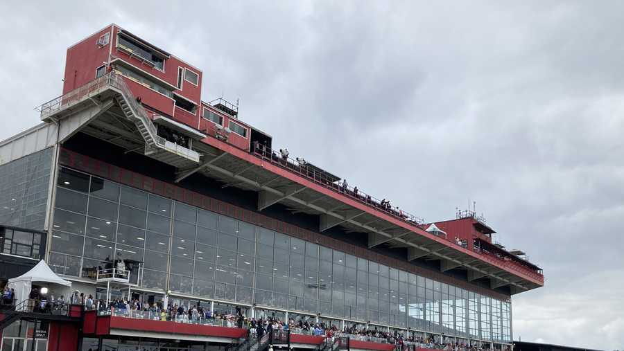 BALTIMORE, MD - MAY 18: Pimlico grandstand Preakness Day, Pimlico Race Course, on May 18, 2024 in  Baltimore, Maryland. (Photo by Horsephotos/Getty Images)