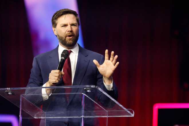 US&#x20;Sen,&#x20;J.&#x20;D.&#x20;Vance,&#x20;&#x20;&#x28;R-OH&#x29;&#x20;addresses&#x20;the&#x20;conservative&#x20;Turning&#x20;Point&#x20;People&amp;apos&#x3B;s&#x20;Convention&#x20;on&#x20;June&#x20;16,&#x20;2024&#x20;at&#x20;Huntington&#x20;Place&#x20;in&#x20;Detroit,&#x20;Michigan.&#x20;&#x28;Photo&#x20;by&#x20;JEFF&#x20;KOWALSKY&#x20;&#x2F;&#x20;AFP&#x29;&#x20;&#x28;Photo&#x20;by&#x20;JEFF&#x20;KOWALSKY&#x2F;AFP&#x20;via&#x20;Getty&#x20;Images&#x29;