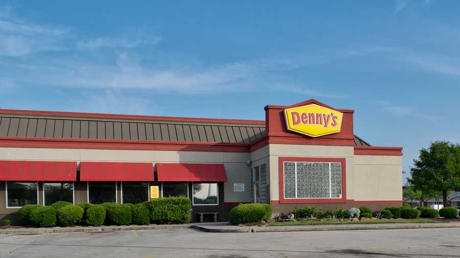 Houston, Texas USA 04-07-2024: Dennys restaurant exterior company business storefront.