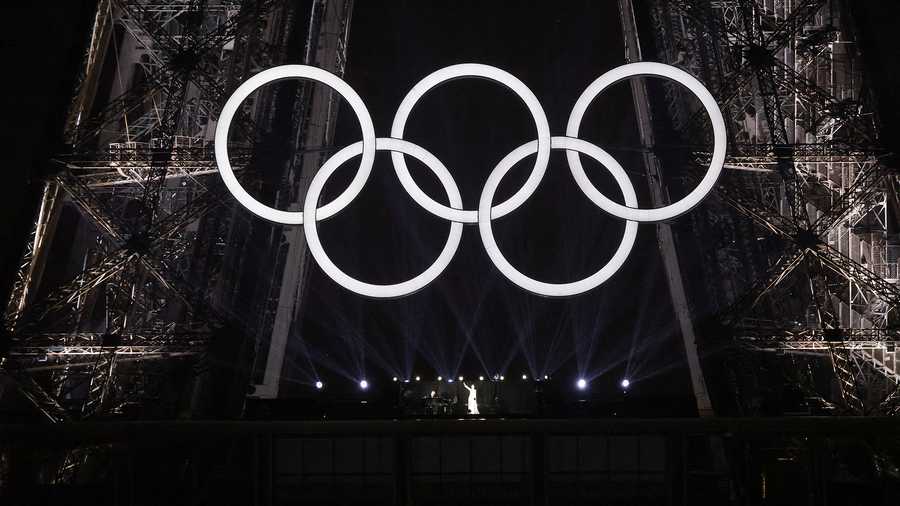 Canadian singer Celine Dion performs on the Eiffel Tower during the opening ceremony of the Paris 2024 Olympic Games in Paris on July 26, 2024. (Photo by Ludovic MARIN / POOL / AFP) (Photo by LUDOVIC MARIN/POOL/AFP via Getty Images)