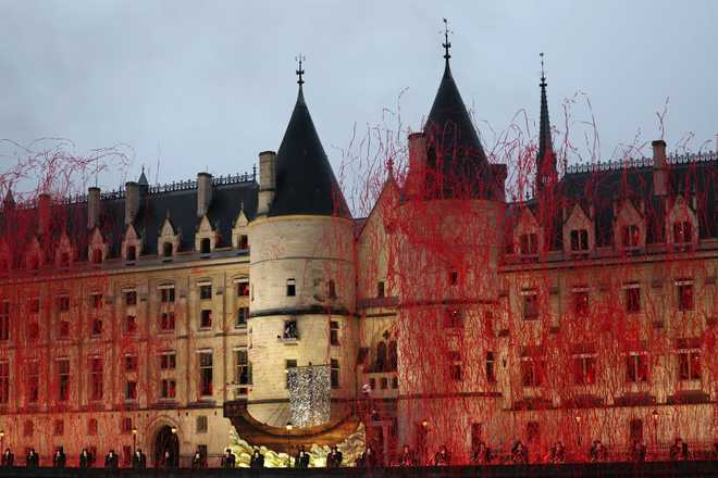 PARIS,&#x20;FRANCE&#x20;-&#x20;JULY&#x20;26&#x3A;&#x20;A&#x20;general&#x20;view&#x20;of&#x20;performance&#x20;at&#x20;the&#x20;Palais&#x20;de&#x20;Justice&#x20;during&#x20;the&#x20;opening&#x20;ceremony&#x20;of&#x20;the&#x20;Olympic&#x20;Games&#x20;Paris&#x20;2024&#x20;on&#x20;July&#x20;26,&#x20;2024&#x20;in&#x20;Paris,&#x20;France.&#x20;&#x28;Photo&#x20;by&#x20;Buda&#x20;Mendes&#x2F;Getty&#x20;Images&#x29;