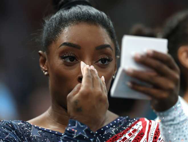 Simone Biles seen using Fenty Beauty product for Olympics glam