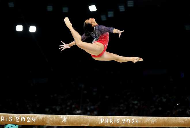 PARIS,&#x20;FRANCE&#x20;-&#x20;AUGUST&#x20;01&#x3A;&#x20;Sunisa&#x20;Lee&#x20;of&#x20;Team&#x20;United&#x20;States&#x20;competes&#x20;on&#x20;the&#x20;balance&#x20;beam&#x20;during&#x20;the&#x20;Artistic&#x20;Gymnastics&#x20;Women&amp;apos&#x3B;s&#x20;All-Around&#x20;Final&#x20;on&#x20;day&#x20;six&#x20;of&#x20;the&#x20;Olympic&#x20;Games&#x20;Paris&#x20;2024&#x20;at&#x20;Bercy&#x20;Arena&#x20;on&#x20;August&#x20;01,&#x20;2024&#x20;in&#x20;Paris,&#x20;France.&#x20;&#x28;Photo&#x20;by&#x20;Ezra&#x20;Shaw&#x2F;Getty&#x20;Images&#x29;