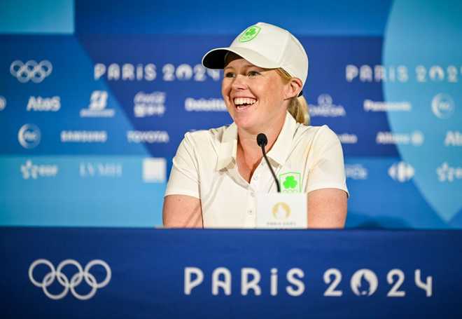 Paris&#x20;,&#x20;France&#x20;-&#x20;6&#x20;August&#x20;2024&#x3B;&#x20;Stephanie&#x20;Meadow&#x20;of&#x20;Team&#x20;Ireland&#x20;during&#x20;a&#x20;press&#x20;conference&#x20;following&#x20;a&#x20;practice&#x20;round&#x20;at&#x20;Le&#x20;Golf&#x20;National&#x20;during&#x20;the&#x20;2024&#x20;Paris&#x20;Summer&#x20;Olympic&#x20;Games&#x20;in&#x20;Paris,&#x20;France.&#x20;&#x28;Photo&#x20;By&#x20;David&#x20;Fitzgerald&#x2F;Sportsfile&#x20;via&#x20;Getty&#x20;Images&#x29;