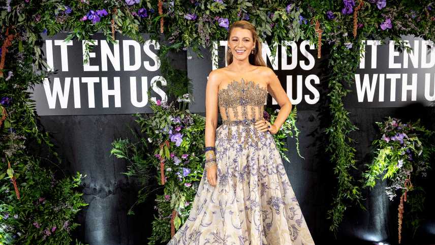 US actress Blake Lively poses for a photocall during the premiere of the movie &quot;It ends with us&quot; in Copenhagen on August 9, 2024. (Photo by Nils Meilvang / Ritzau Scanpix / AFP) / Denmark OUT (Photo by NILS MEILVANG/Ritzau Scanpix/AFP via Getty Images)