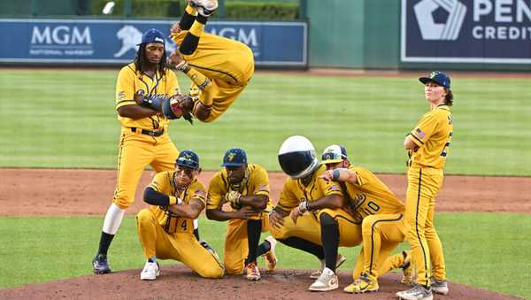 WASHINGTON, DC - JULY 13, 2024: The Savannah Bananas perform during a game against the Firefighters at Nationals Park on July 13, 2024 in Washington, DC. (Photo by Chris Bernacchi/Diamond Images via Getty Images)