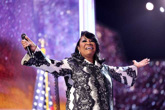 US singer and actress Patti LaBelle performs on the second day of the Democratic National Convention (DNC) at the United Center in Chicago, Illinois, on August 20, 2024. Vice President Kamala Harris will formally accept the party's nomination for president at the DNC which runs from August 19-22 in Chicago. (Photo by CHARLY TRIBALLEAU / AFP) (Photo by CHARLY TRIBALLEAU/AFP via Getty Images)