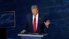 Republican presidential nominee, former U.S. President Donald Trump, debates Democratic presidential nominee, U.S. Vice President Kamala Harris, for the first time during the presidential election campaign at The National Constitution Center on September 10, 2024 in Philadelphia