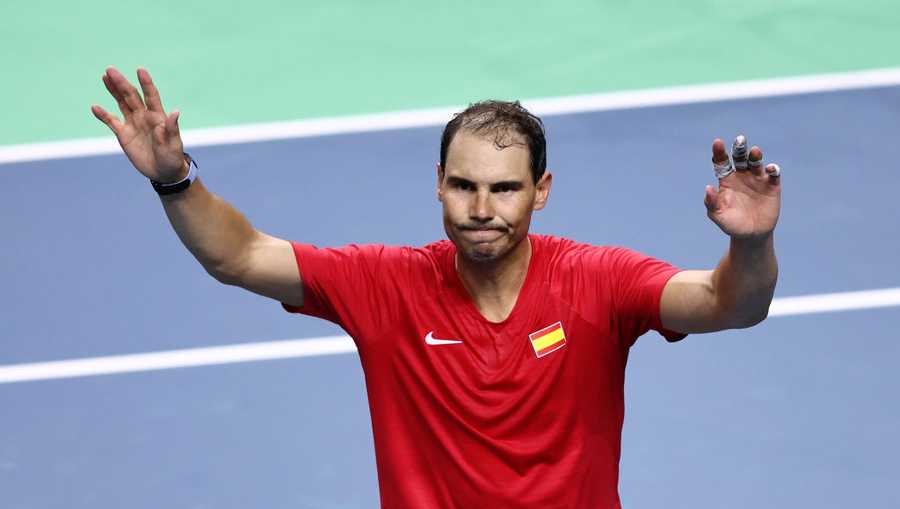 An emotional Rafael Nadal retires at the Davis Cup after he loses and