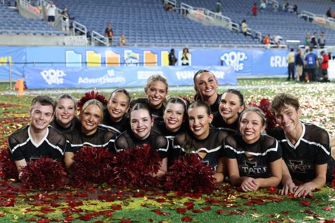 ORLANDO, FL – DECEMBER 28: Iowa State Cyclones cheerleaders celebrate after the Pop-Tarts Bowl game between the Iowa State Cyclones and the Miami Hurricanes on Saturday, December 28, 2024 at Camping World Stadium in Orlando, Florida. (Photo by Peter Joneleit/Icon Sportswire via Getty Images)