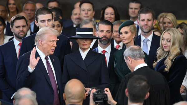 Donald Trump is sworn in as the 47th US President in the US Capitol Rotunda in Washington, DC, on January 20, 2025. (Photo by SAUL LOEB / POOL / AFP) (Photo by SAUL LOEB/POOL/AFP via Getty Images)