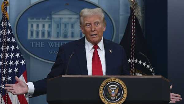 WASHINGTON DC, UNITED STATES - JANUARY 30: United States President Donald Trump speaks about the mid-air crash between American Airlines and a military helicopter at the White House in Washington D.C., United States on January 30, 2025. (Photo by Celal Gunes /Anadolu via Getty Images)