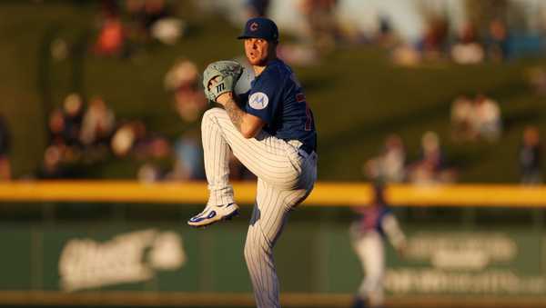 MESA, AZ - MARCH 15: Cade Horton #70 of the Chicago Cubs pitches during the game between the Los Angeles Angels and the Chicago Cubs at Sloan Park on Saturday, March 15, 2025 in Mesa, Arizona. (Photo by Marison Bilagody/MLB Photos via Getty Images)
