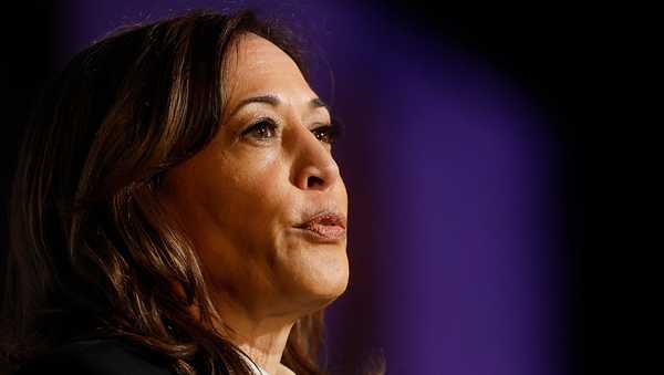 SAN FRANCISCO, CALIFORNIA - APRIL 30: Former U.S. Vice President Kamala Harris delivers a keynote address during the Emerge 20th Anniversary Gala at the Palace Hotel on April 30, 2025 in San Francisco, California. Kamala Harris delivered her first public speech since leaving office in January.  (Photo by Justin Sullivan/Getty Images)