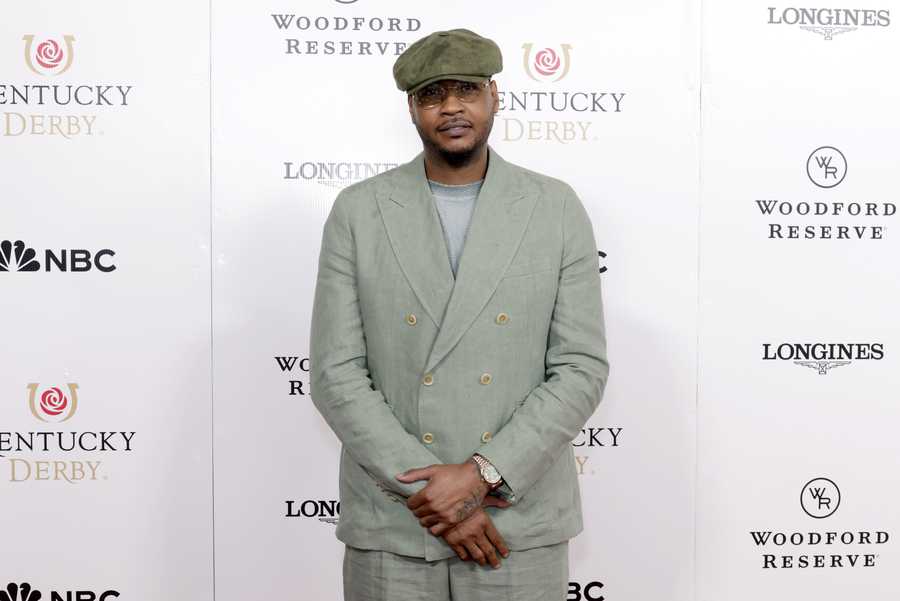 Kentucky Derby 151 LOUISVILLE, KENTUCKY - MAY 03: Carmelo Anthony attends Kentucky Derby 151 at Churchill Downs on May 03, 2025 in Louisville, Kentucky. (Photo by Jeff Schear/Getty Images for Churchill Downs)