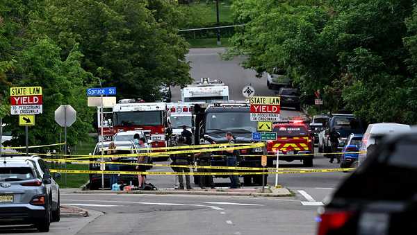 Law enforcement officials are on scene to investigate an attack on the Pearl Street Mall in Boulder, Colorado on June 1, 2025.