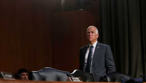 WASHINGTON, DC - JUNE 18: U.S. Sen. Thom Tillis (R-NC) listens during a Senate Judiciary Hearing on June 18, 2025 in Washington, DC. Republican Senate committee members held the hearing to discuss the alleged cover up of former U.S. President Joe Biden's health and decline. (Photo by Anna Moneymaker/Getty Images)