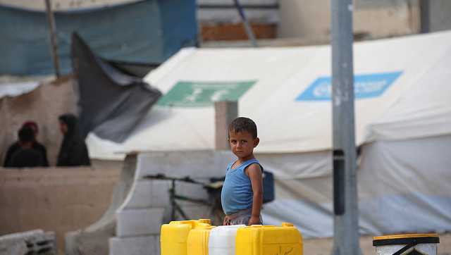 Skip to content EU finds 'indications' Israel is breaching key human rights agreement in Gaza Eyad Baba/Getty Images A Palestinian boy waits next to water containers as people queue at a water distribution point in Nuseirat, in the central Gaza Strip, on June 23, 2025. The Israeli blockade imposed in early March amid an impasse in truce negotiations had produced famine-like conditions across Gaza, according to rights groups. SOURCE: Eyad Baba/Getty Images