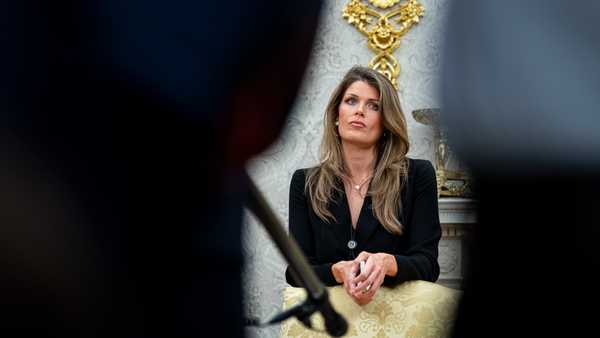 WASHINGTON, DC - MARCH 31: Lindsey Halligan, attorney for U.S. President Donald Trump, looks on during an executive order signing in the Oval Office of the White House, on March 31, 2025 in Washington, DC. (Photo by Al Drago/Getty Images)