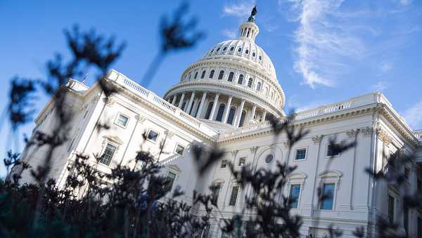 UNITED STATES - OCTOBER 1: The U.S. Capitol is pictured after a news conference with Republican House and Senate leaders about the "reckless Democrat-led government shutdown," that went into effect at midnight, on Wednesday, October 1, 2025. (Tom Williams/CQ-Roll Call, Inc via Getty Images)
