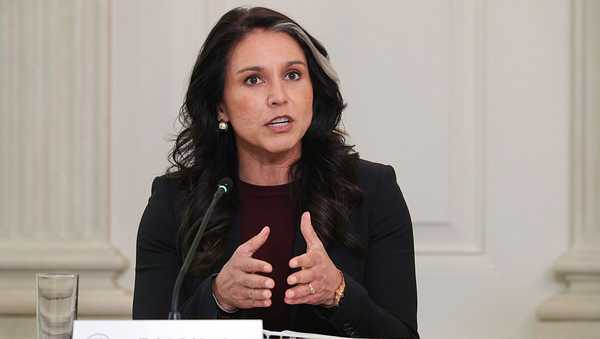 WASHINGTON, DC - OCTOBER 23: U.S. Director of National Intelligence Tulsi Gabbard delivers remarks as U.S. President Donald Trump delivers an announcement on his Homeland Security Task Force in the State Dining Room of the White House on October 23, 2025 in Washington, DC. Trump announced the successes of his administration's task force including the arrests of  over 3,000 cartel and foreign terrorist members. (Photo by Alex Wong/Getty Images)