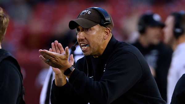 AMES, IA - OCTOBER 25: Head coach Matt Campbell of the Iowa State Cyclones coaches from the sidelines in the second half of play at Jack Trice Stadium on Othe game clock ctober 25, 2025, in Ames, Iowa. The BYU Cougars won 41-27 over the Iowa State Cyclones. (Photo by David K Purdy/Getty Images)