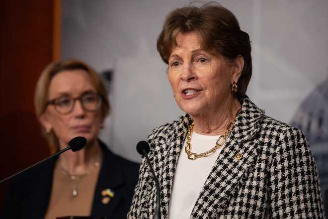 Sen.&#x20;Jeanne&#x20;Shaheen&#x20;&#x28;D-NH&#x29;&#x20;speaks&#x20;during&#x20;a&#x20;press&#x20;conference&#x20;following&#x20;a&#x20;vote&#x20;on&#x20;Capitol&#x20;Hill&#x20;on&#x20;Nov.&#x20;9,&#x20;2025,&#x20;in&#x20;Washington,&#x20;DC.&#x20;The&#x20;Senate&#x20;convened&#x20;for&#x20;a&#x20;rare&#x20;Sunday&#x20;session&#x20;in&#x20;an&#x20;attempt&#x20;to&#x20;end&#x20;the&#x20;government&#x20;shutdown.