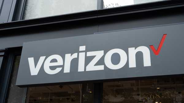 Sign with logo for Verizon, San Francisco, California, November 20, 2025. (Photo by Smith Collection/Gado/Getty Images)