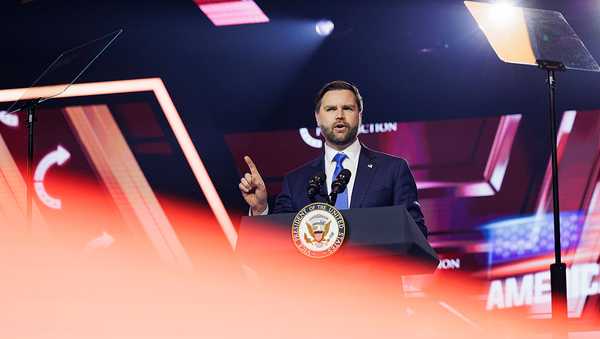 PHOENIX, ARIZONA - DECEMBER 21: Vice President JD Vance speaks on the final day of Turning Point USA's annual AmericaFest conference at the Phoenix Convention Center on December 21, 2025 in Phoenix, Arizona. Vance spoke about preparing for the next election, and fighting against the left on culture war issues. (Photo by Caylo Seals/Getty Images)