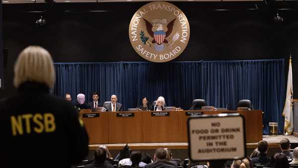 WASHINGTON, DC - JANUARY 27: Chair of the National Transportation Safety Board (NTSB) Jennifer Homendy presides over a National Transportation Safety Board (NTSB) hearing on January 27, 2026 in Washington, DC. The NTSB is meeting to release the findings of their investigation into the January 2025 midair collision of a PSA Airlines Bombardier CRJ700 passenger jet and a U.S. military Sikorsky UH-60 Helicopter. Inaction by government agencies and other systemic failures contributed to a 2025 crash that was the worst US civil aviation disaster in more than two decades, the head of the US National Transportation Safety Board said. (Photo by Kevin Dietsch/Getty Images)
