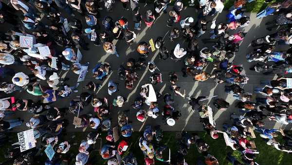 SAN FRANCISCO, CALIFORNIA - JANUARY 30: Thousands of students, workers and anti-ICE (Immigration and Customs Enforcement) protesters are gathered at Dolores Park and marched to the City Hall as they show solidarity with Minneapolis in protest for ICE operations cross-country, in San Francisco, California, United States on January 30, 2026. (Photo by Tayfun Coskun/Anadolu via Getty Images)