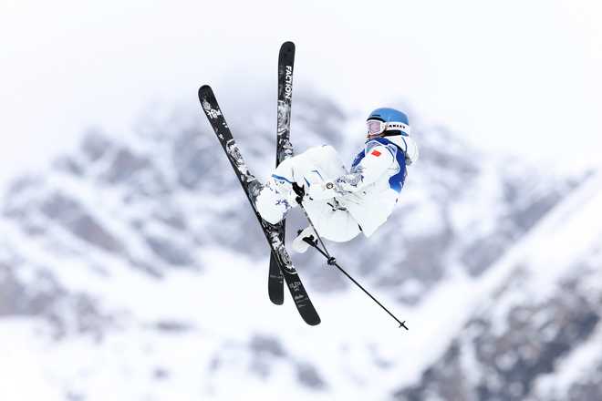 Eileen Gu of Team People's Republic of China looks on after a Freestyle Skiing Slopestyle training session on day minus two of the Milano Cortina 2026 Winter Olympic Games at Livigno Snow Park on Feb. 4 in Livigno, Italy.