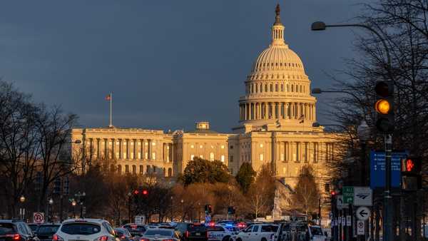A view of the US Capitol ahead of tonight's State of the Union address by US President Donald Trump in Washington, DC, on February 24, 2026. (Photo by Ken CEDENO / AFP via Getty Images)
