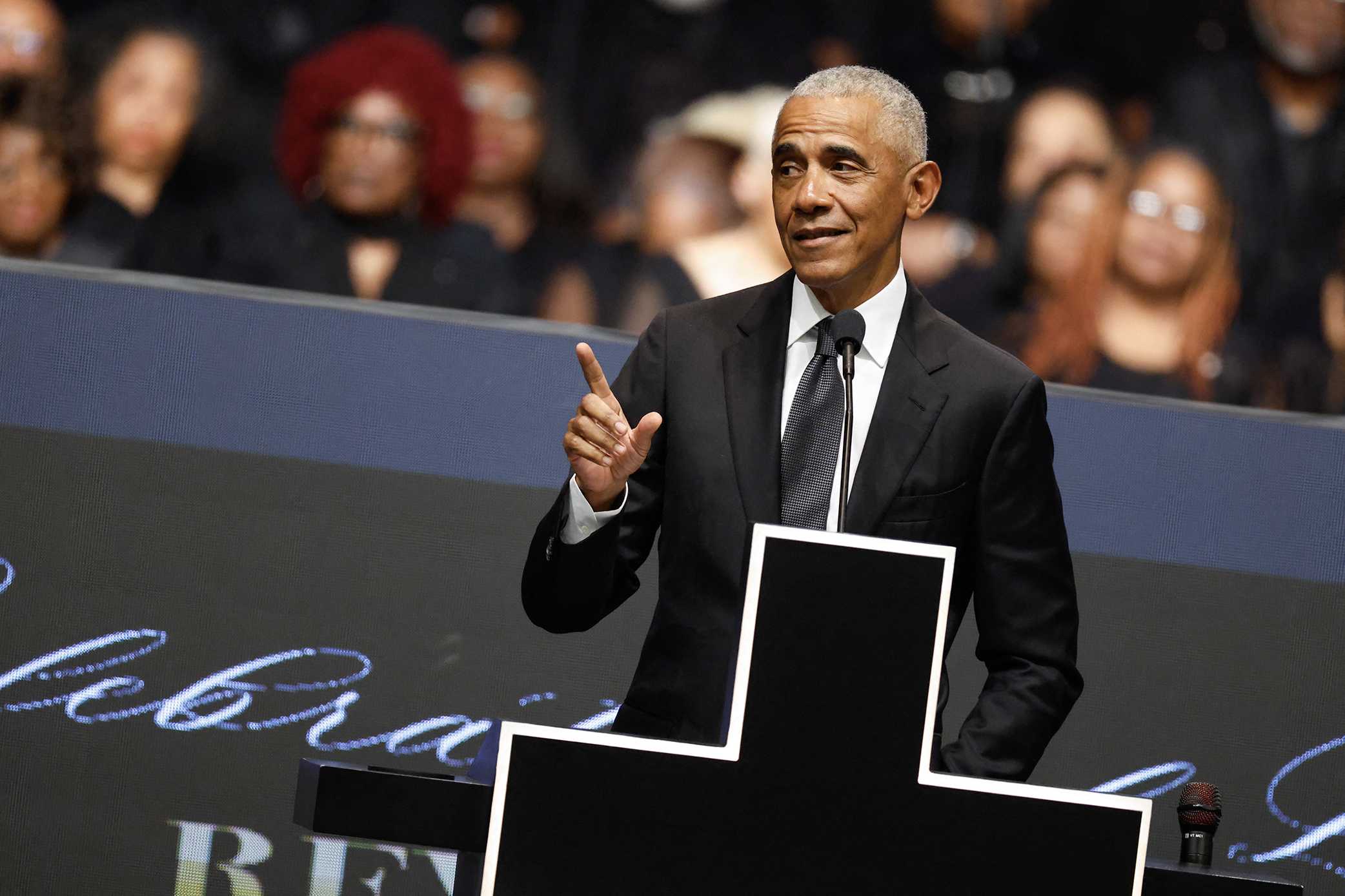 Former President Barack Obama speaks during final public tribute to the late Rev. Jesse Jackson
