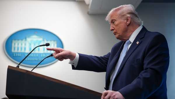 WASHINGTON, DC - APRIL 06: U.S. President Donald Trump answers questions during a news conference in James S. Brady Press Briefing Room of the White House on April 06, 2026 in Washington, DC. President Trump spoke about the successful military mission to rescue a weapons systems officer whose F-15E Strike Eagle was shot down in Iran. (Photo by Andrew Harnik/Getty Images)