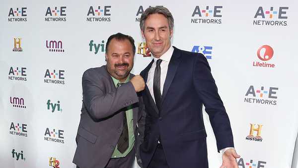 NEW YORK, NY - APRIL 30:  Frank Fritz (L) and Mike Wolfe attend A+E Network's 2015 Upfront at Park Avenue Armory on April 30, 2015 in New York City.  (Photo by Taylor Hill/Getty Images)