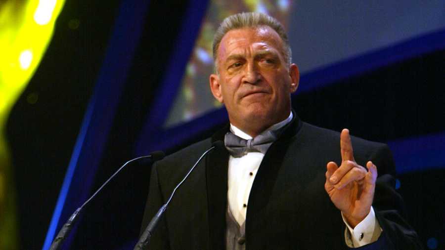 Paul Orndorff is inducted into the WWE Hall of Fame. (Photo by Chris Farina/Corbis via Getty Images)